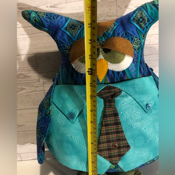 Handmade Fabric Whimsical Owl Throw Pillow - Picture 3 of 3